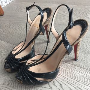 Christian Louboutin Black Patent Sandals Heels 39